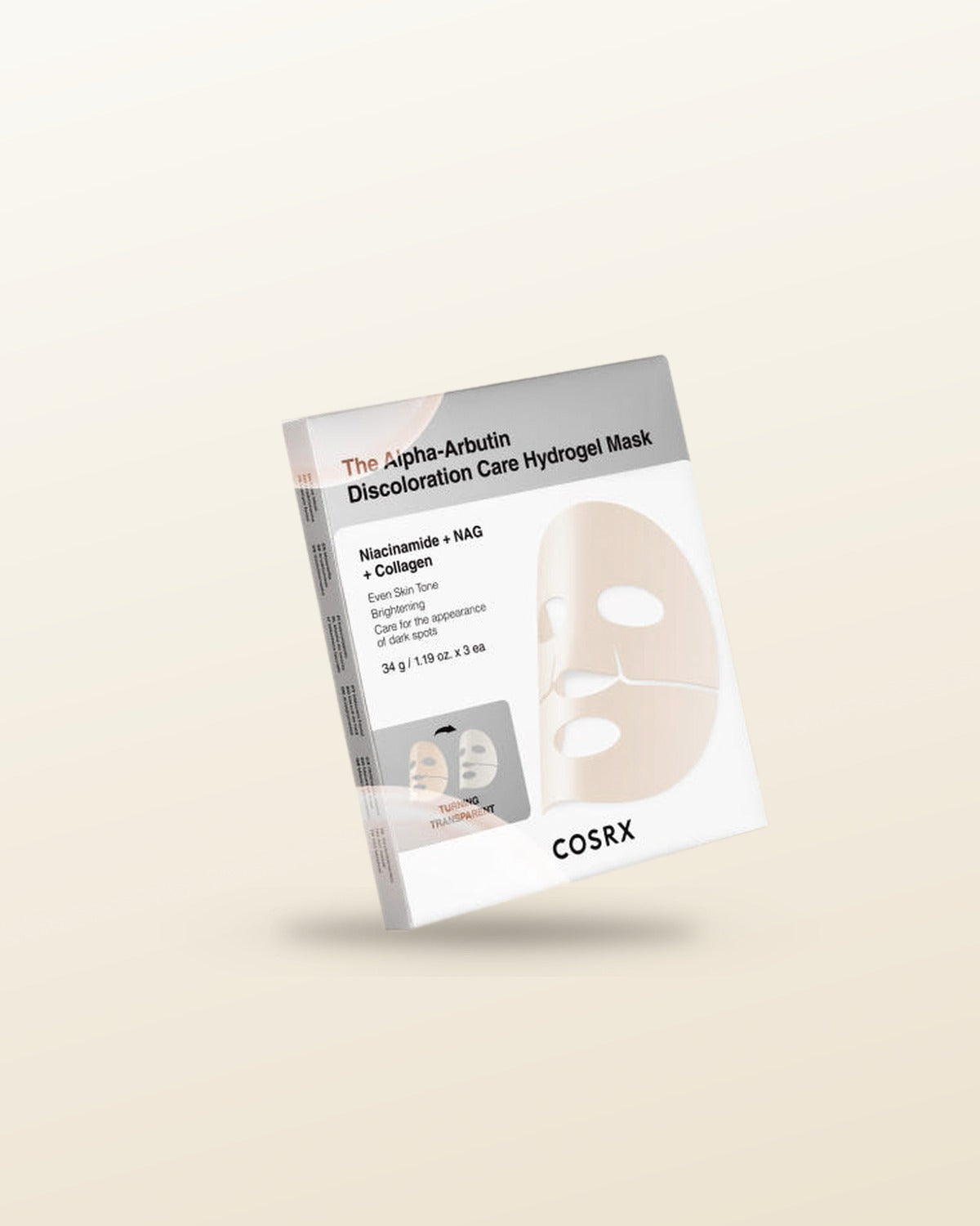 COSRX The Alpha-Arbutin Discoloration Care Hydrogel Mask 34g X 3ea - tonal render