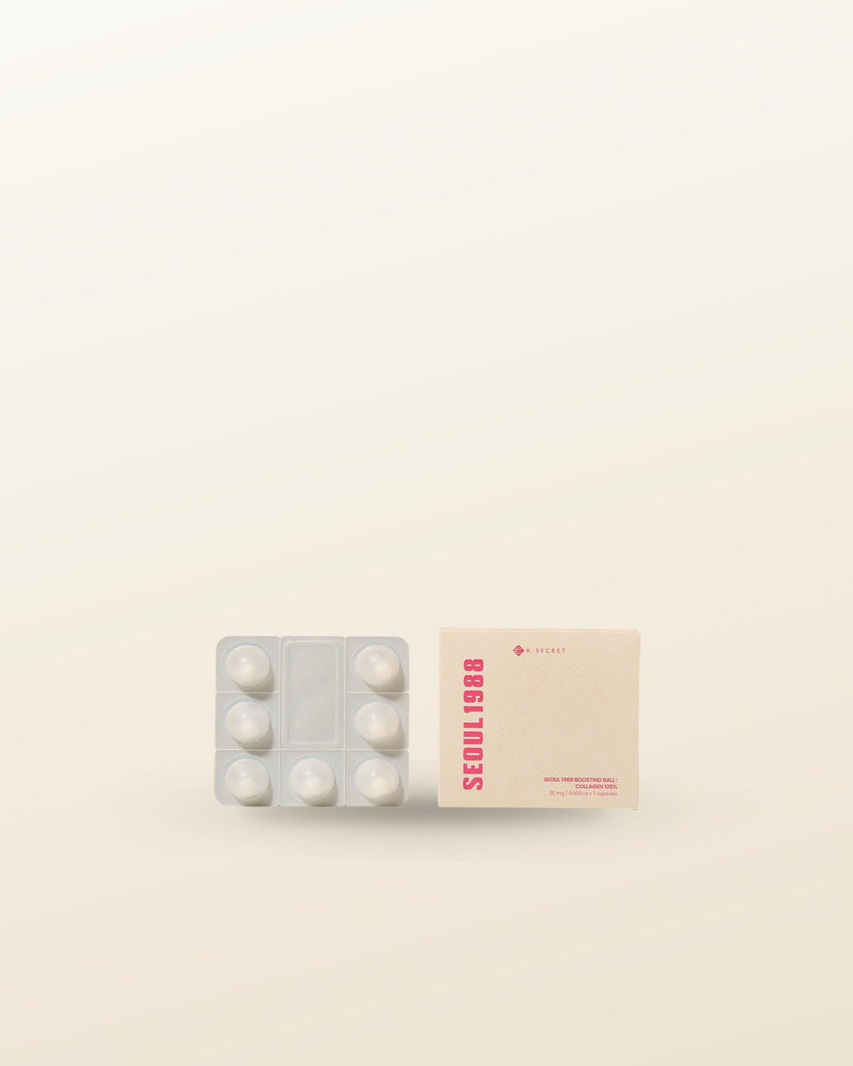 K-SECRET SEOUL 1988 BOOSTING BALL : COLLAGEN 100% 35mg X 7ea - tonal render