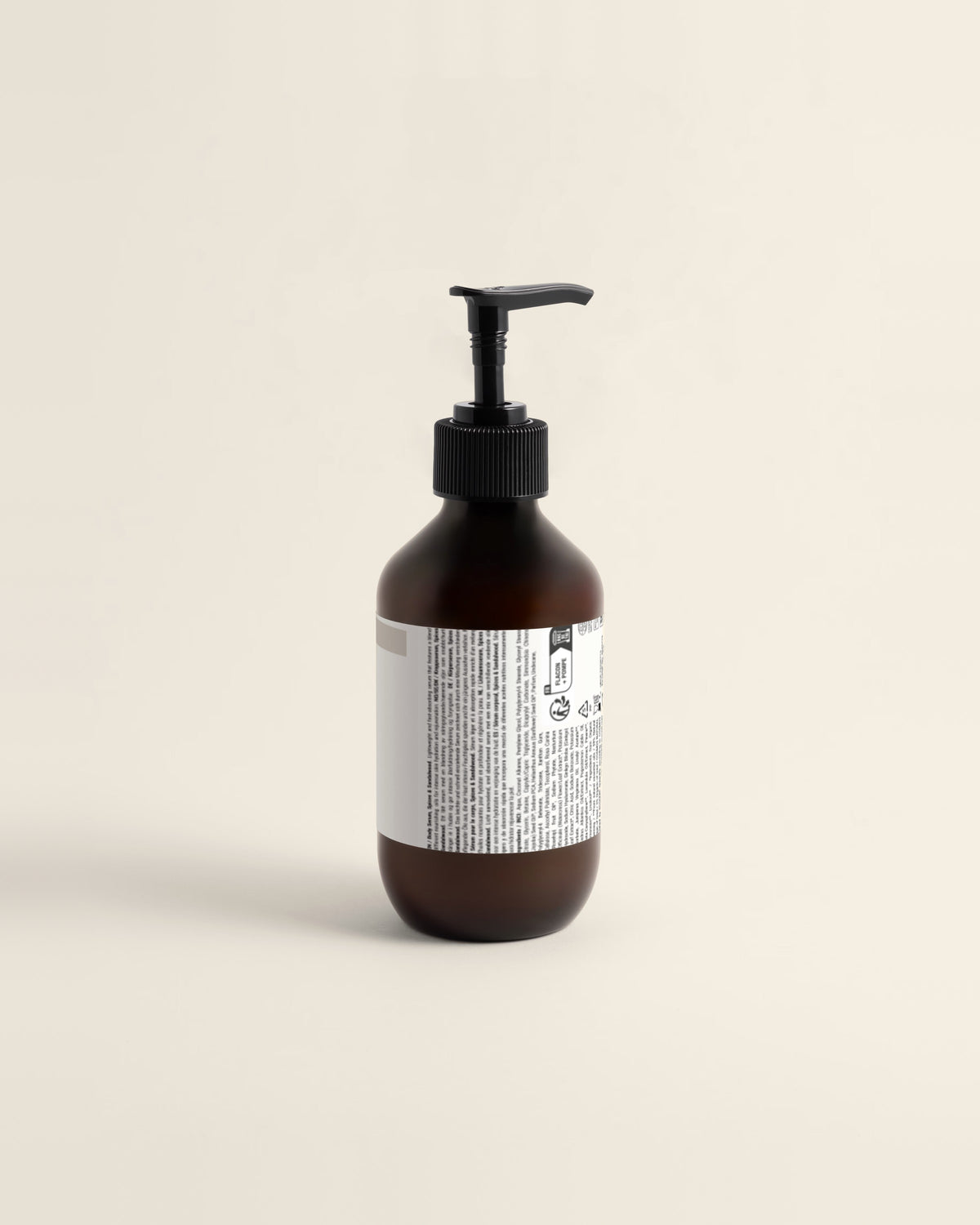 Silk Body Serum, Spiced Sandalwood, 270ml back label