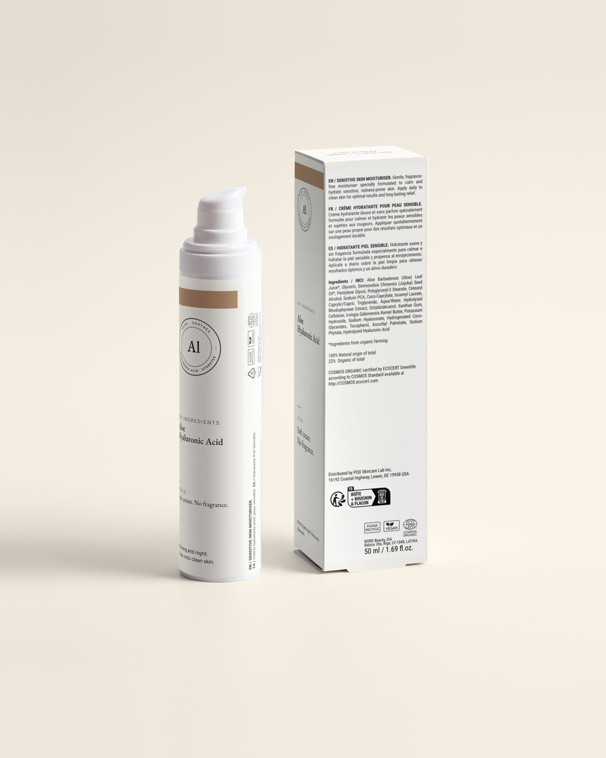Face Cream for Sensitive Skin, 50ml back label with box