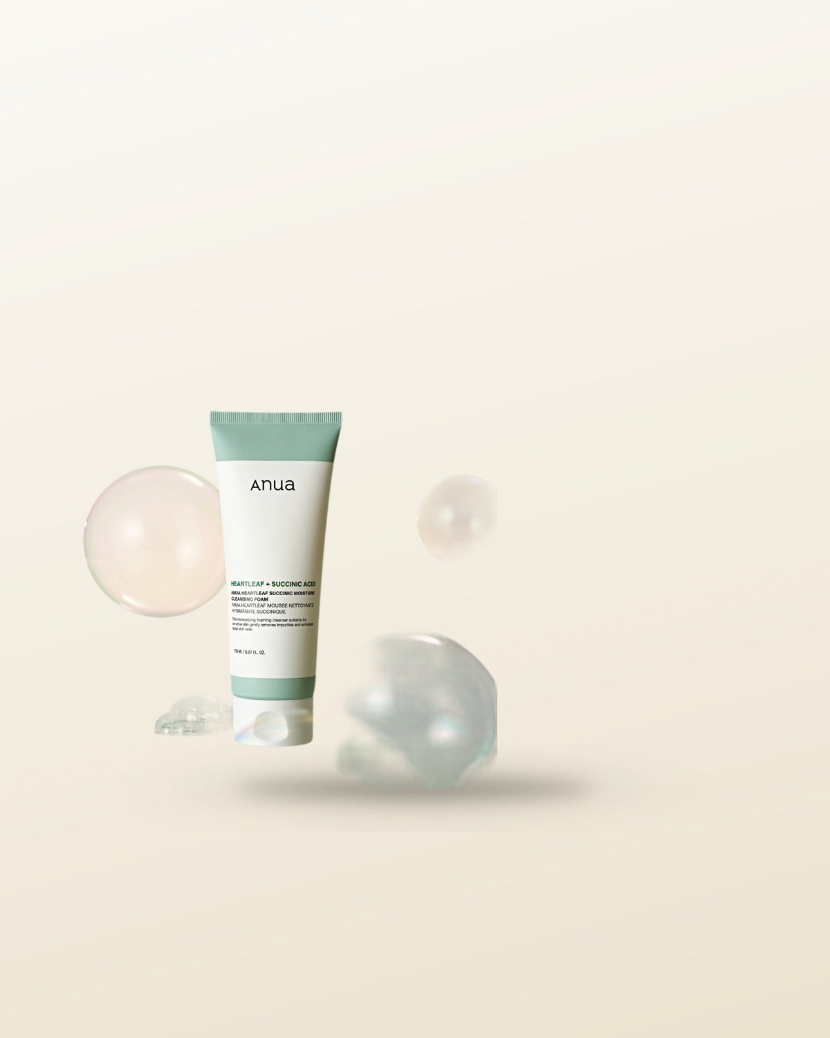 Anua HEARTLEAF SUCCINIC MOISTURE CLEANSING FOAM 150ml - tonal render