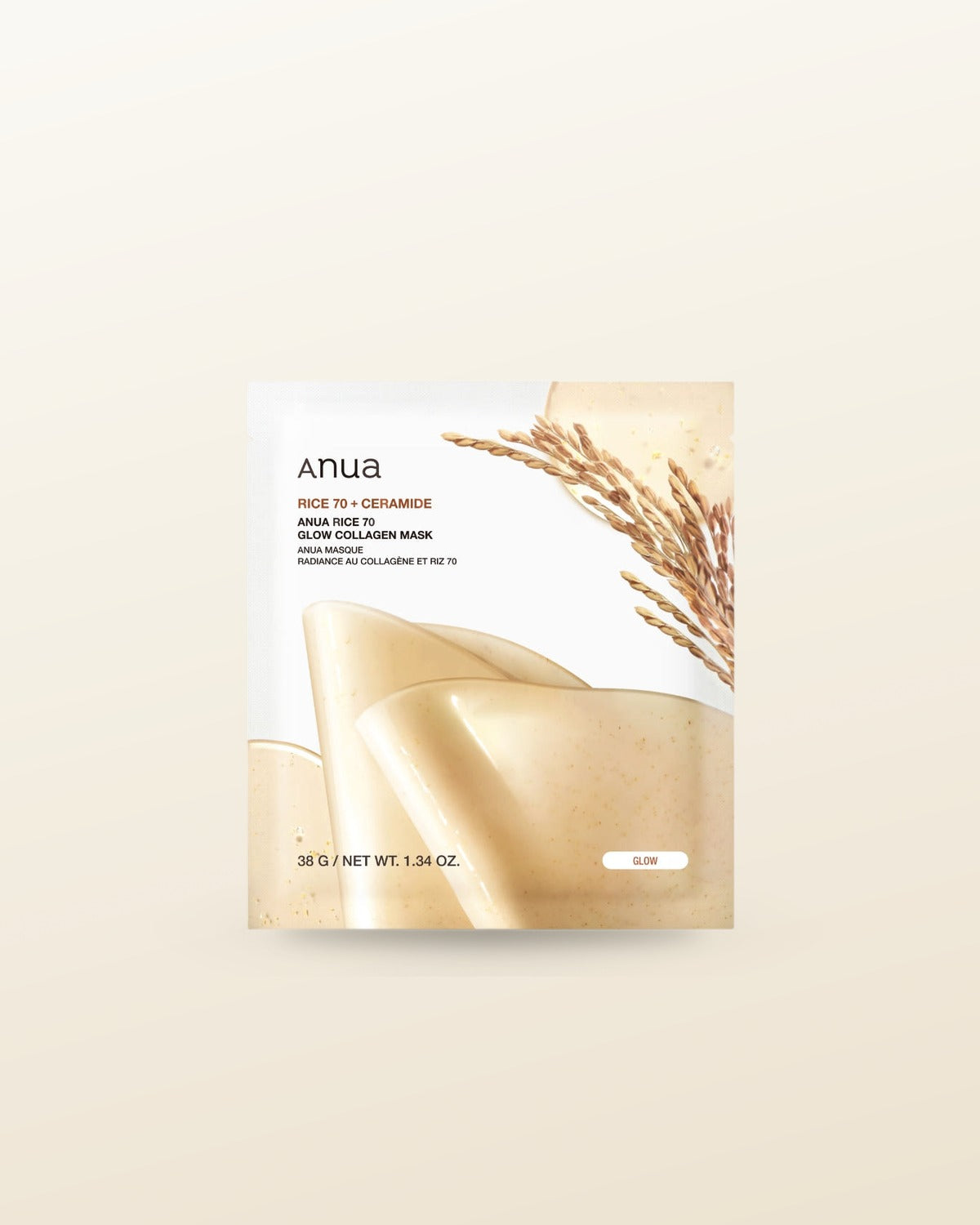Anua Rice 70 Glow Collagen Mask 38g X 4ea - tonal render