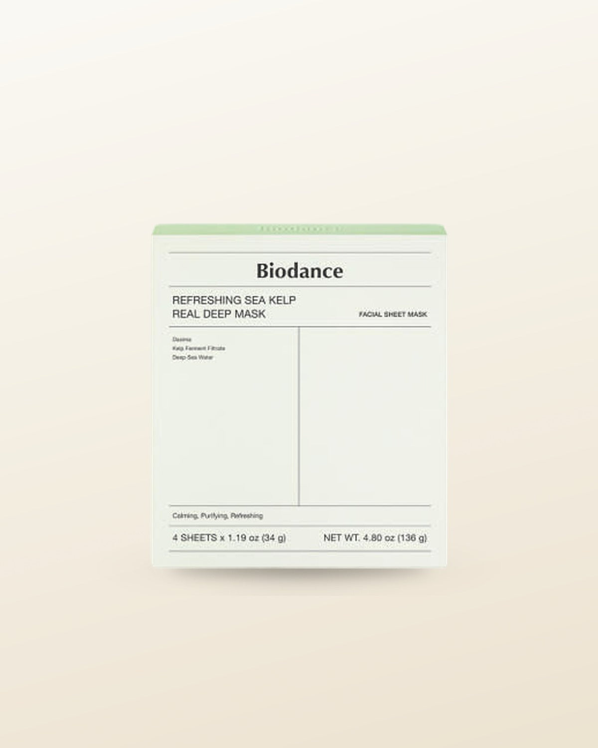 Biodance Refreshing Sea Kelp Real Deep Mask 34g X 4ea - tonal render