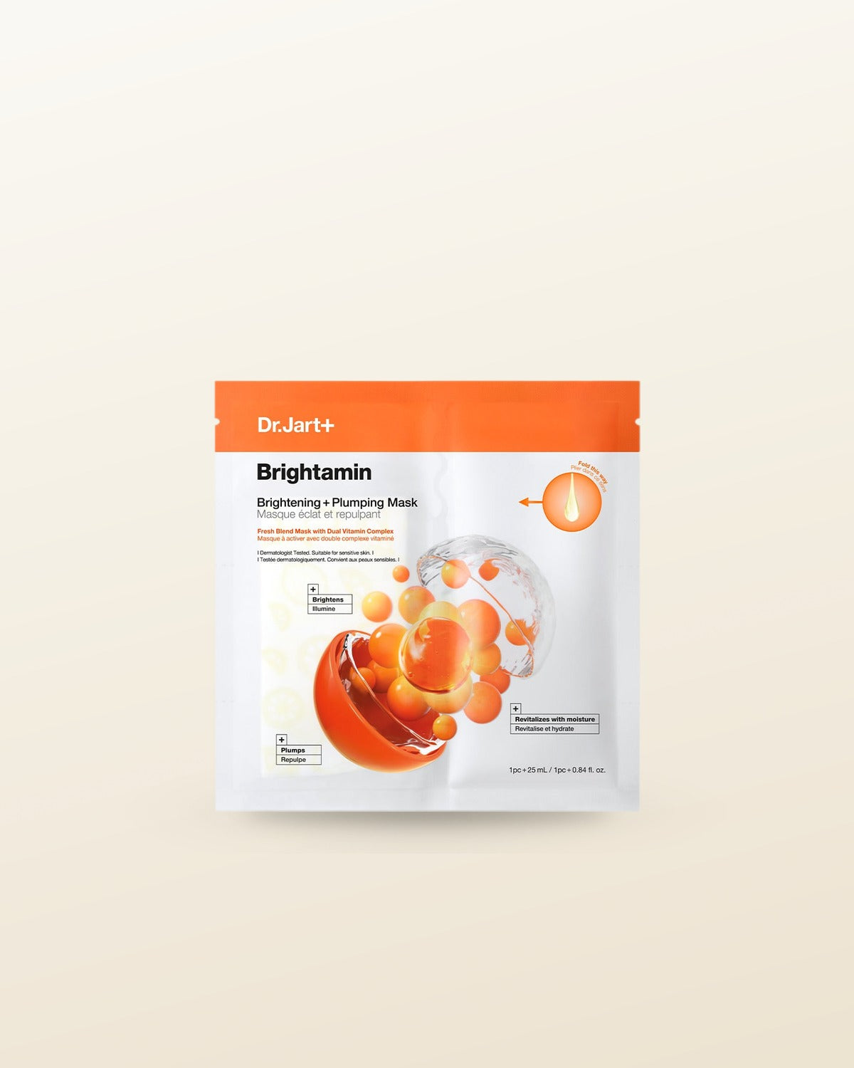 Dr.jart+ Brightamin Brightening + Plumping Face Mask With Vitamin C 25ml X 5ea - tonal render