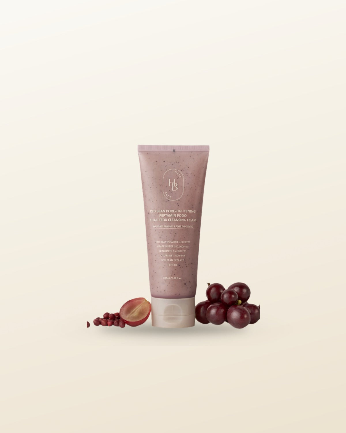 HEVEBLUE Red Bean Pore-Tightening Peptamin Podo Chaltteok Cleansing Foam 100ml - tonal render