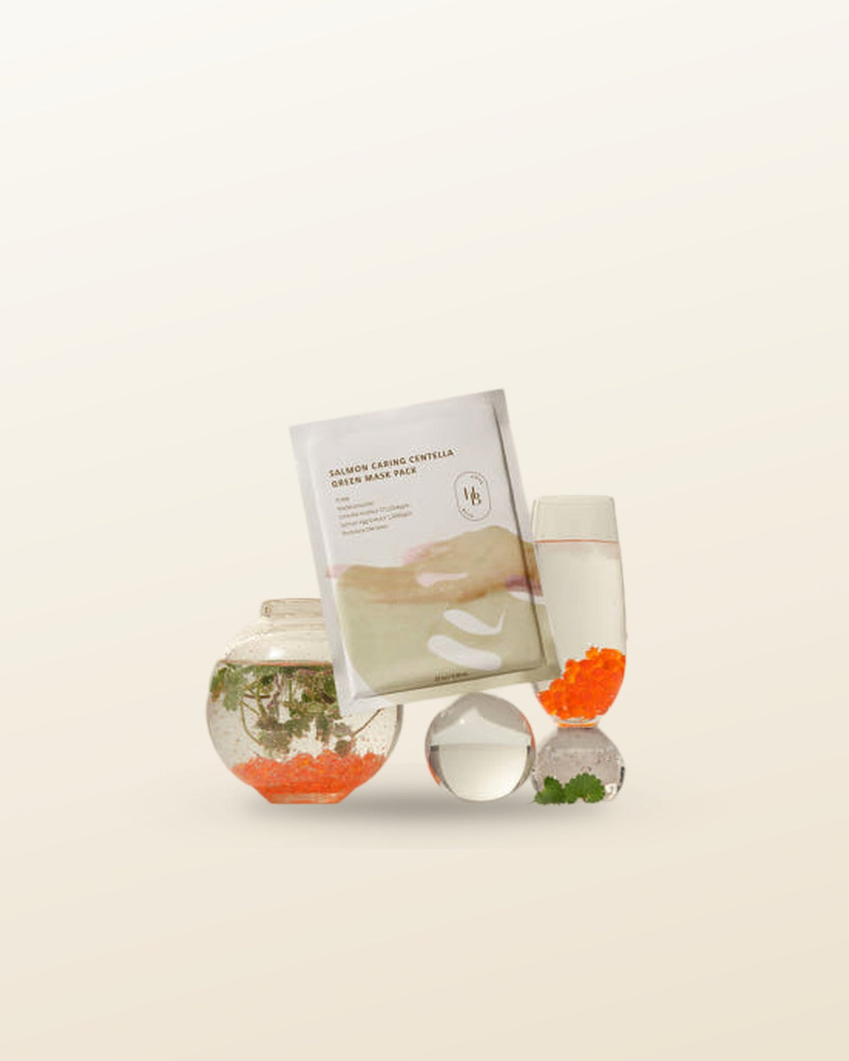 HEVEBLUE Salmon Caring Centella Green Mask Pack 25ml X 7ea - tonal render