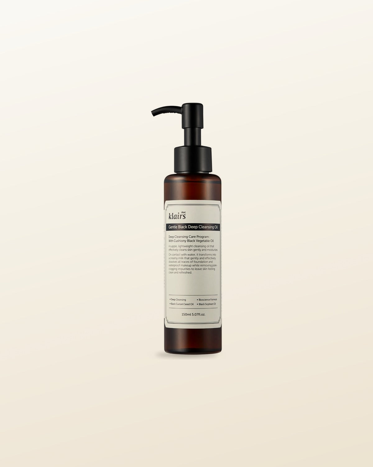 KLAIRS Gentle Black Deep Cleansing Oil 150ml - tonal render