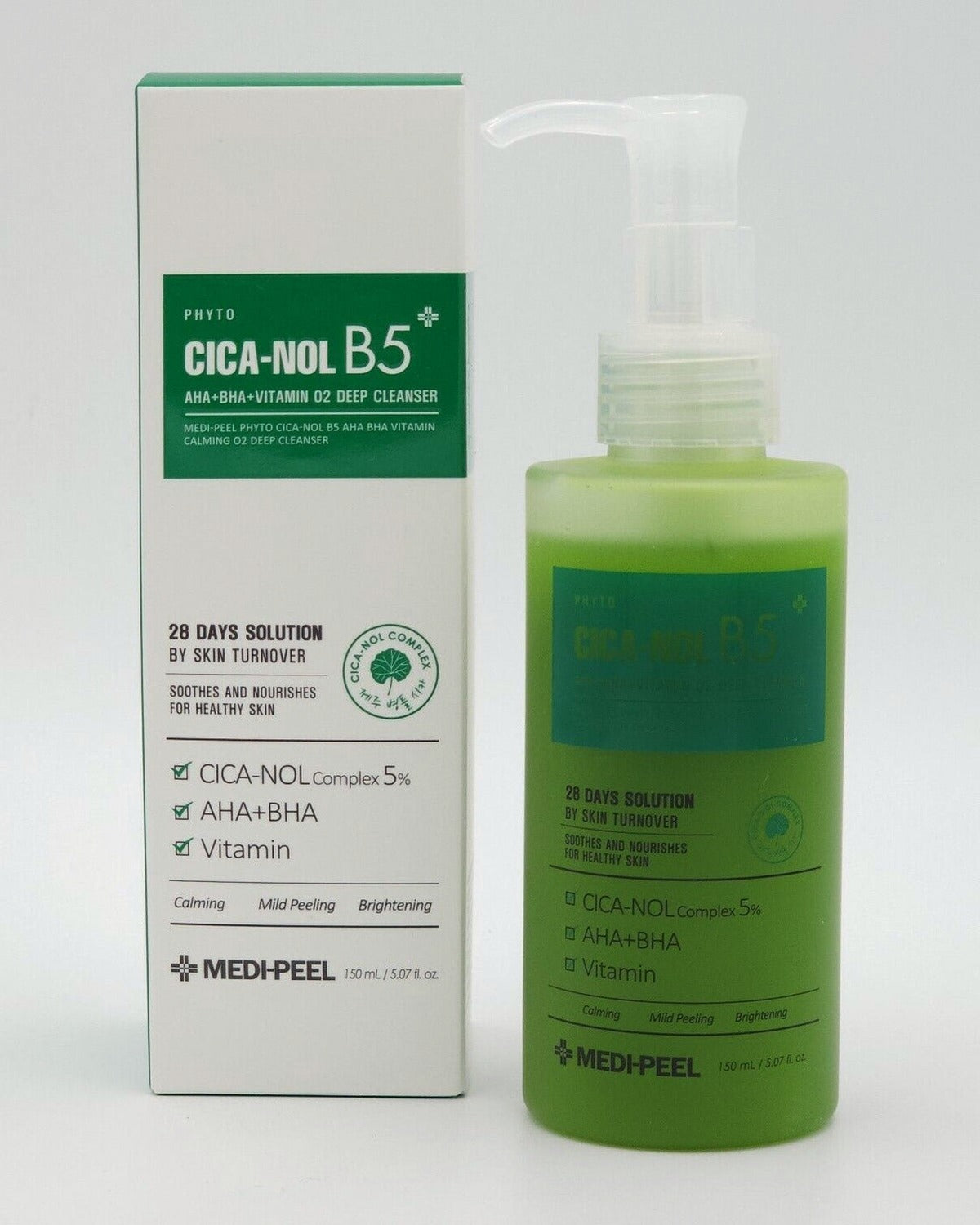 MEDIPEEL PHYTO CICA-NOL B5 AHA BHA Vitamin Calming O2 Deep Cleanser 150ml - tonal render